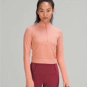 Lululemon Rest Less Cropped Half Zip Pink Size 4